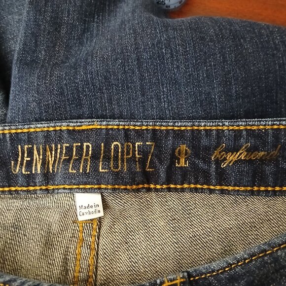 Jennifer Lopez Jeans 0 Boyfriend Low Rise Dark Wash Blue Denim Stretch - Picture 7 of 8